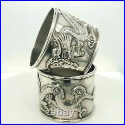 Dragon Napkin Ring Sterling Silver Chinese Export c. 1910 With Box