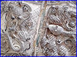 Exceptional Chinese Antique Silver Filigree Calling Card Case 1850s