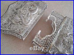 Exceptional Chinese Antique Silver Filigree Calling Card Case 1850s