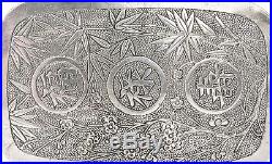 Early 20th Century Chinese Silver Opium Pill Smoke Box Calligraphy Longevity