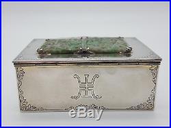 Edward Farmer Sterling silver And Chinese Jade Box Stamped On Base Edward Farmer