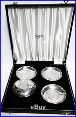 Eight Vintage Silver Chinese Coin Dishes in Original Box, Hong Kong