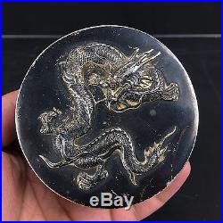 Elegant Antique Chinese Export Sterling Silver Trinket Box with Dragons by WH