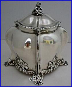 English Chinese Chippendale Georgian Style Sterling Tea Caddy London 1904