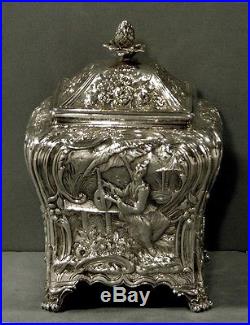 English Sterling Tea Caddy 1771 CHINESE GARDEN