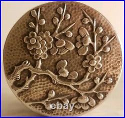 Exceptional Antique Chinese Export Wang Hing Silver Blossom Hammered Box