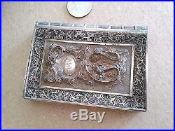 Exceptional Chinese Antique Silver Filigree Calling Card Book Form Case 1850s