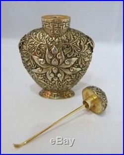 Exceptional Chinese Antique Solid Silver Gilt Snuff Box/Bottle circa 1900