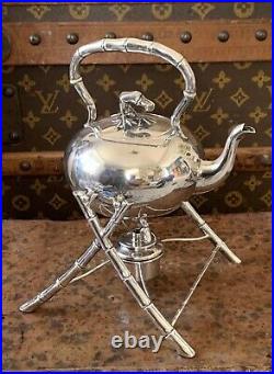 Exceptional Wang Hing Chinese Export Sterling Silver Bamboo Teapot
