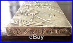 Explendid CHINESE STERLING SILVER CARD CASE Dragon Bamboo Bird Butterfly Marked