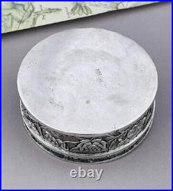 Export Chinese Sterling Silver Antique Box Fabulous Relief Decor Dragons