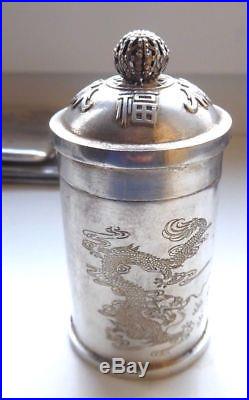 Export silver Chinese lidded box solid Silver