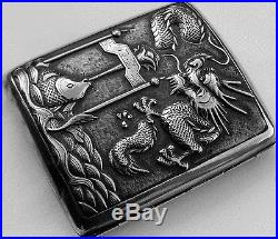 Exquisite Antique Chinese Export Solid Silver Cigarette Case Wang Hing c1890