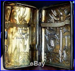 Exquisite Antique Chinese Export Solid Silver Cigarette Case Wang Hing c1890