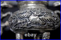 Extraordinary Antique Chinese Carved Metal Urn / Box For Scholar's Desk