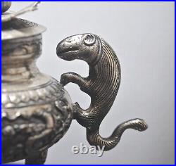 Extraordinary Antique Chinese Carved Metal Urn / Box For Scholar's Desk