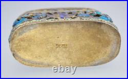 FINE Antique CHINESE Republic SILVER GILT Enamel BATS Shou Filigree OPIUM BOX