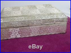 Fabulous Chinese Asian Middle Eastern Sterling Silver Ornate Jewelry Box 1433