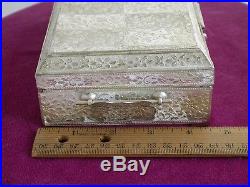 Fabulous Chinese Asian Middle Eastern Sterling Silver Ornate Jewelry Box 1433