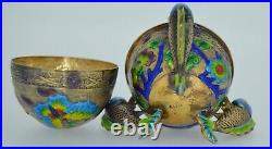 Fabulous Chinese Export Sterling Silver & Enamel Egg Trinket Vessel