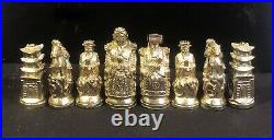 Fancy Vintage Chess Set, Ancient Chinese Comes With Marble Board & Mosaic Box