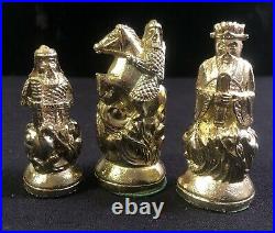 Fancy Vintage Chess Set, Ancient Chinese Comes With Marble Board & Mosaic Box