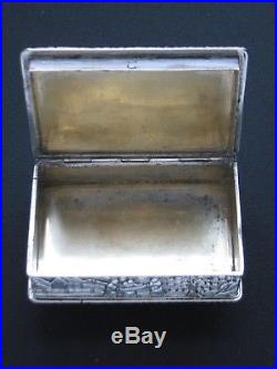 Fine 19th Chinese Export Silver China Trade Snuff Box Signed
