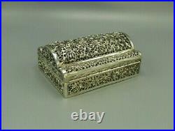Fine Antique Estate 19thC Signed Chinese Export Reticulated Sterling Silver Box