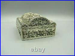 Fine Antique Estate 19thC Signed Chinese Export Reticulated Sterling Silver Box