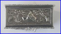 Fine Chinese Export Silver China Trade Snuff Box With Inner Glass Lid by KHC