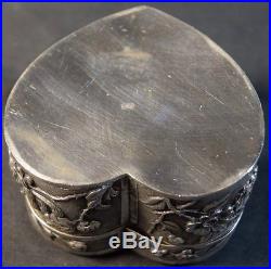 Fine Chinese Silver Heart Shaped Box