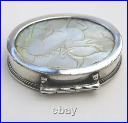 Fine antique European & Chinese silver & MOP carved novelty Snuff Box C. 17/18thC