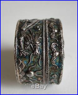 Fine late 19th century antique Chinese silver & enamel box mark to base