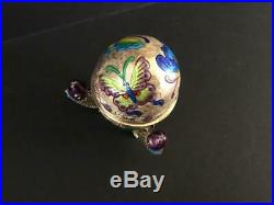 Finest Antique Chinese Sterling Silver Gilt Enamel Box Fish Butterflies