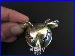 Finest Antique Chinese Sterling Silver Gilt Enamel Box Fish Butterflies