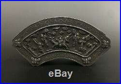 Free shipping rare Chinese pure silver figure design bridge type rouge box