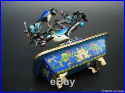 Good Antique Chinese Cloisonne And Enamel Silver Jardiniere With Birds