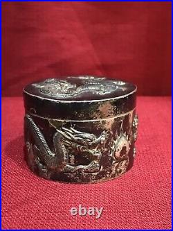 Gorgeous Chinese silver box With Dragons
