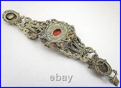 Gorgeous Early Chinese Export Sterling Coral & Turquoise Bracelet