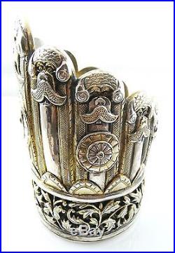 HUGE IMPORTANT Vintage 1940s Chinese Export Silver Repousse BRACELET in Orig BOX