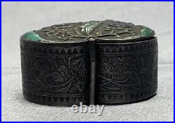 Hallmarked Chinese Export Silver Box Enamel Foo Bat Late Qing Dynasty 19th C