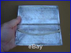 Heavy Large Antique Chinese Sterling Silver Cigarette Case Box Dragon Motif