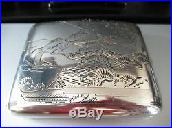 Heavy Large Solid 950 Silver Chinese Cigarette Box Circa 1920's Signed