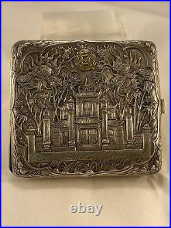 Ine Quality Antique Chinese Export Solid Silver Cigarette Case