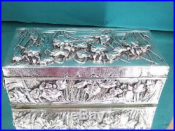 Japanese Chinese Box export Solid Silver Kuhn & Komor (Shanghai) Iris 572 gr