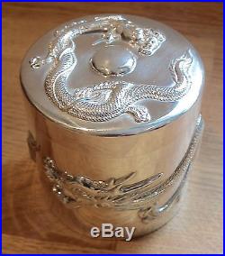 LARGE 19TH CENTURY CHINESE EXPORT SILVER BOX AND COVER BY WANG HING