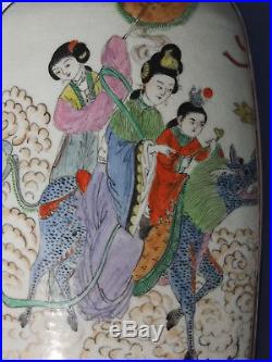 LARGE Antique Chinese Porcelain Shard in Silver Plated Box Painted with Guan Yin