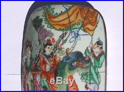 LARGE Antique Chinese Porcelain Shard in Silver Plated Box Painted with Qilin