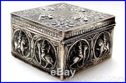 LARGE Chinese/Asian SOLID SILVER embossed GODs cigarette-cigar BOX/Trinket