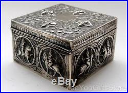 LARGE Chinese/Asian SOLID SILVER embossed GODs cigarette-cigar BOX/Trinket